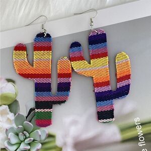 New PERFECT SUNSET TEXTILE CACTUS EARRINGS CINCO DE MAYO